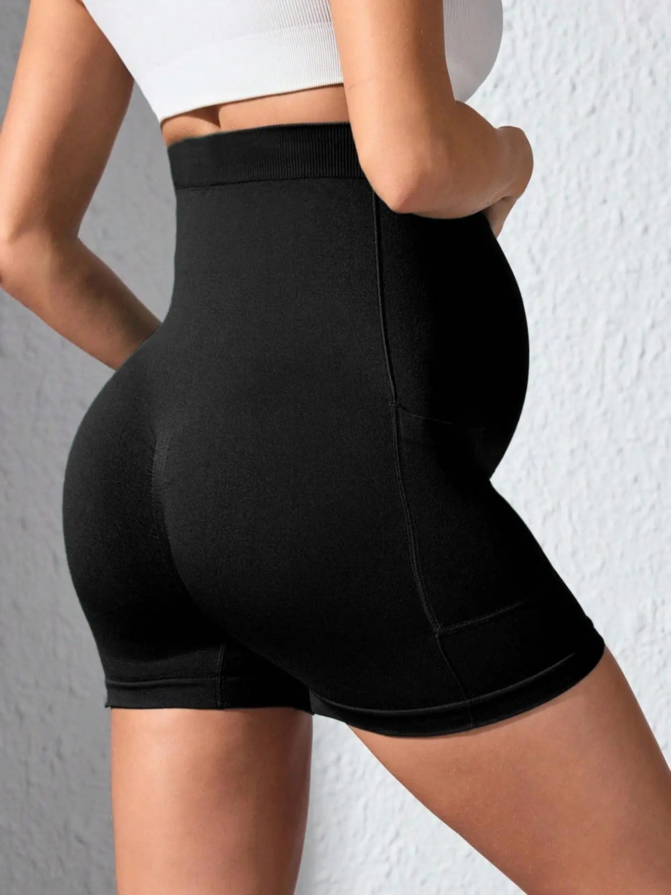 Shorts de Grossesse Taille Haute avec Poches – Yoga, Fitness & Biker Shorts Maternité